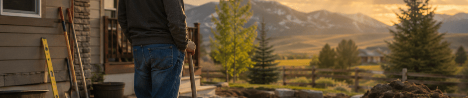 A man stands beside an unfinished home drainage project at sunset, reflecting on God's purpose and unexpected assignments in life.